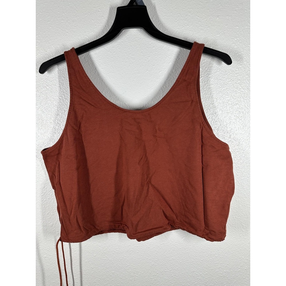 Nike‎ Tank Top Womens XL Rust Brown Crop Drawstring Hem Athletic Shirt Casual - Picture 2 of 7